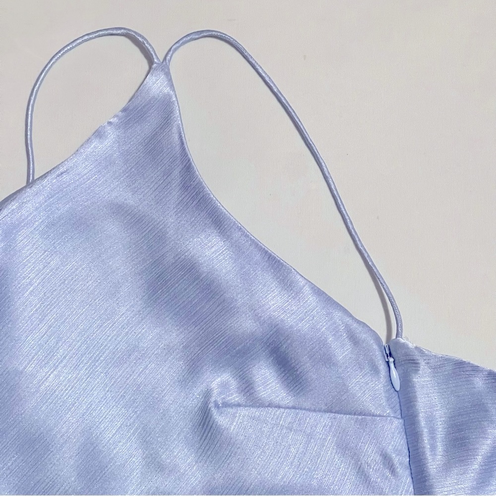 DERMA DEPARTMENT Anya Midi Light Blue Cowl Back Dress - Size 8 - Picture 10 of 14